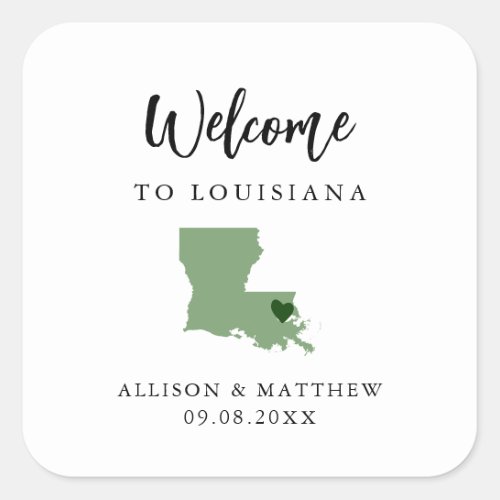 Any Color Louisiana Wedding Welcome Bag or Box Square Sticker