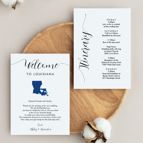 Any Color Louisiana Wedding Welcome Note Itinerary