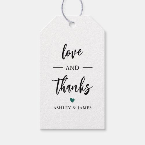 Any Color Love and Thanks Tag Wedding Gift Tags