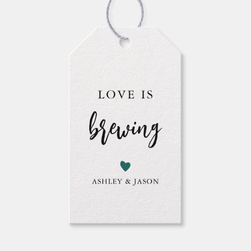 Any Color Love is Brewing Coffee or Tea Wedding Gift Tags