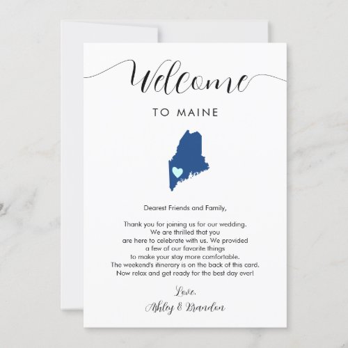 Any Color Maine Wedding Welcome Note Itinerary