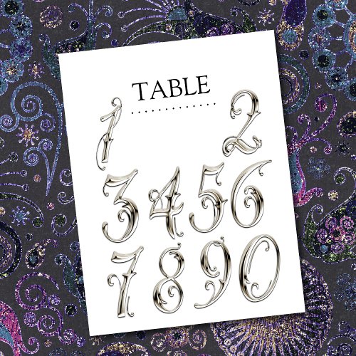 Any Color Make Your Table Number Fancy Silver