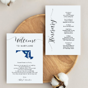 Any Color Maryland Wedding Welcome Note Itinerary