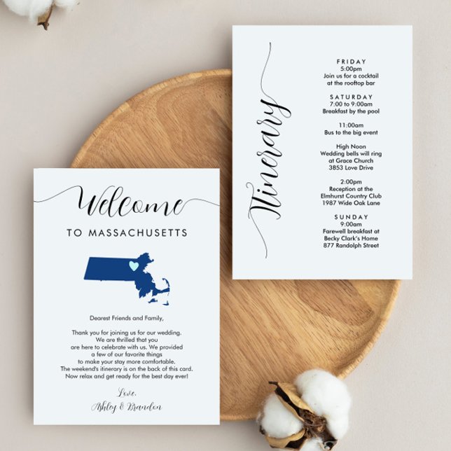 Any Color Massachusetts Wedding Welcome Itinerary (Creator Uploaded)