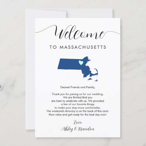 Any Color Massachusetts Wedding Welcome Itinerary