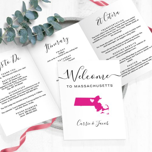 Any Color Massachusetts Wedding Welcome Itinerary Tri_Fold Program
