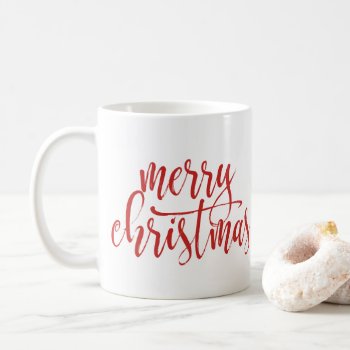 Any Color Merry Christmas Brushed Script 11 Oz Coffee Mug by PinkMoonDesigns at Zazzle