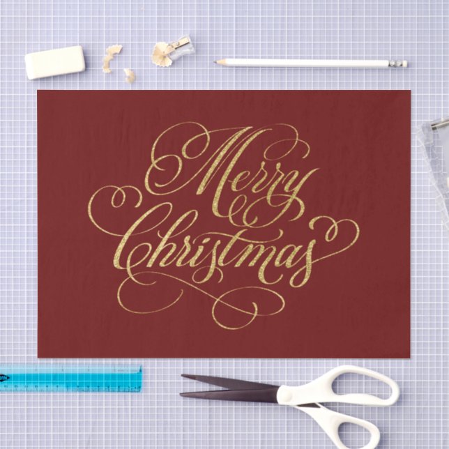 Any Color Merry Christmas Gold Tissue Paper (Craft)