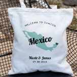 Any Color Mexico Destination Wedding Welcome Bag, Tote Bag<br><div class="desc">Wedding weekend welcome gift bag for out of town guests to your wedding, featuring image of Mexico. You may edit the colors for any part of this design, as well as move the heart to the location of your wedding. To change colors, click personalize and then "edit using the design...</div>