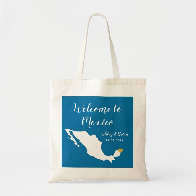 Any Color Mexico Wedding Welcome Bag Tote (Front)