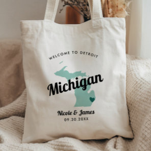 Any Color Michigan Map Wedding Welcome Bag, Tote Bag