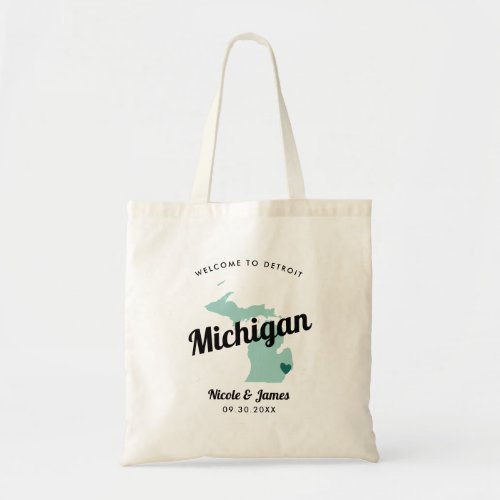 Any Color Michigan Map Wedding Welcome Bag Tote Bag