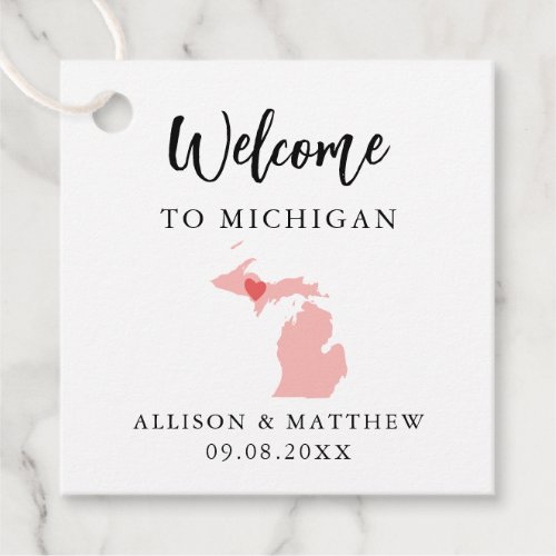 Any Color Michigan Wedding Welcome Bag Favor Tags