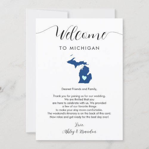 Any Color Michigan Wedding Welcome Itinerary