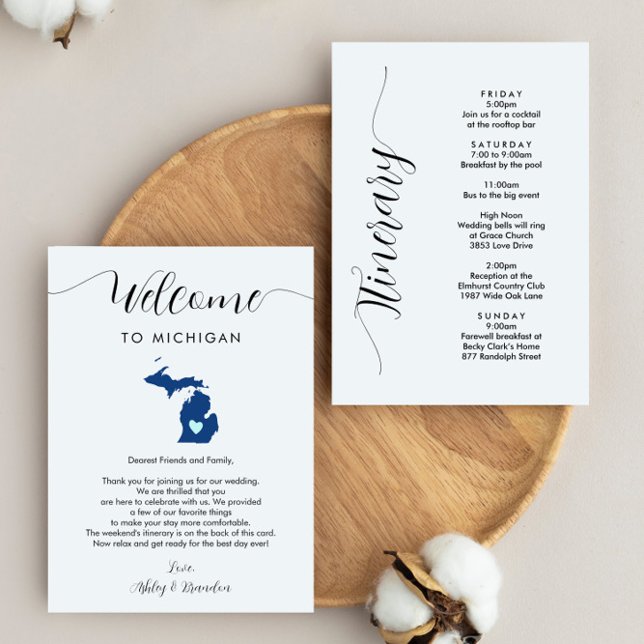 Any Color Michigan Wedding Welcome Itinerary (Creator Uploaded)