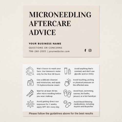 Any Color Microneedling Aftercare Instruction Card