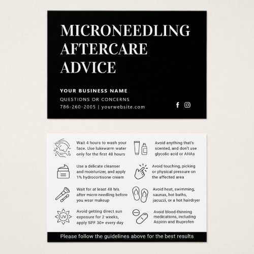 Any Color Microneedling Aftercare Instruction Card