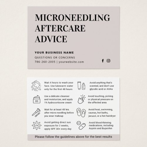 Any Color Microneedling Aftercare Instruction Card