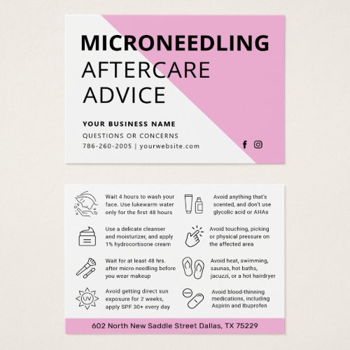 Any Color Microneedling Aftercare Instruction Card