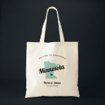 Any Color Minnesota Map Wedding Welcome Bag, Tote Bag<br><div class="desc">Wedding weekend welcome gift bag for out of town guests to your wedding, featuring image of Minnesota. You may edit the colors for any part of this design, as well as move the heart to the location of your wedding. To change colors, click personalize and then "edit using the design...</div>