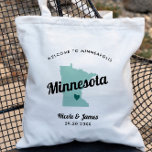 Any Color Minnesota Map Wedding Welcome Bag, Tote Bag<br><div class="desc">Wedding weekend welcome gift bag for out of town guests to your wedding, featuring image of Minnesota. You may edit the colors for any part of this design, as well as move the heart to the location of your wedding. To change colors, click personalize and then "edit using the design...</div>