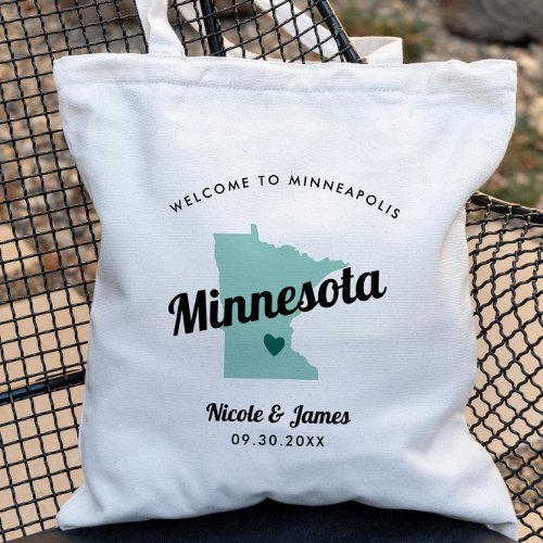 Any Color Minnesota Map Wedding Welcome Bag Tote Bag