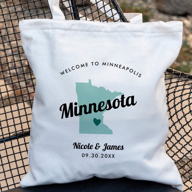 Any Color Minnesota Map Wedding Welcome Bag, Tote Bag (Creator Uploaded)