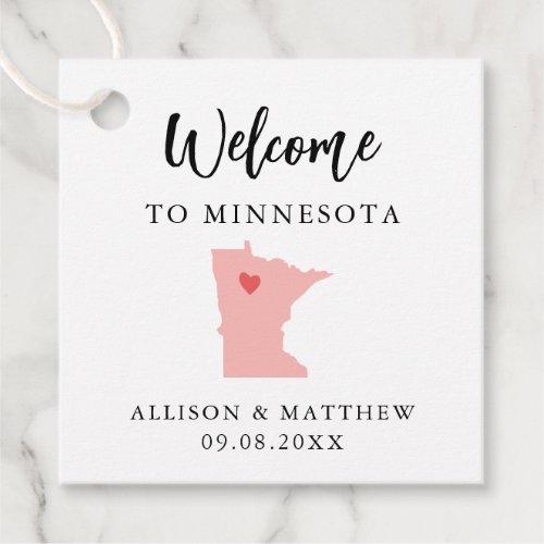 Any Color Minnesota Wedding Welcome Bag Favor Tags