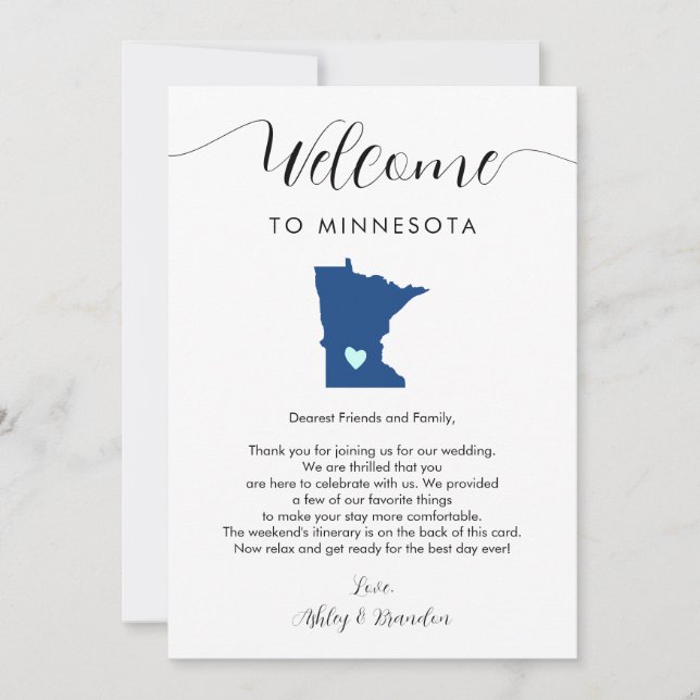 Any Color Minnesota Wedding Welcome Itinerary (Front)