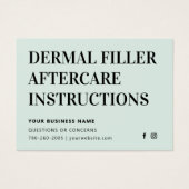 Any Color Mint Dermal Filler Botox Aftercare Card (Front)