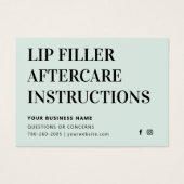 Any Color Mint Lip Filler Botox Aftercare Card (Front)