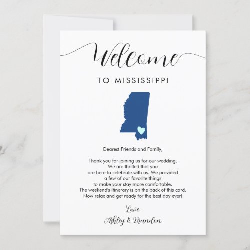 Any Color Mississippi Wedding Welcome Itinerary
