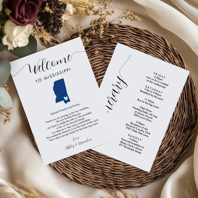 Any Color Mississippi Wedding Welcome Itinerary (Creator Uploaded)