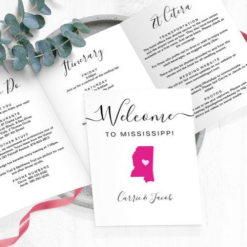 Any Color Mississippi Wedding Welcome Itinerary Tri_Fold Program