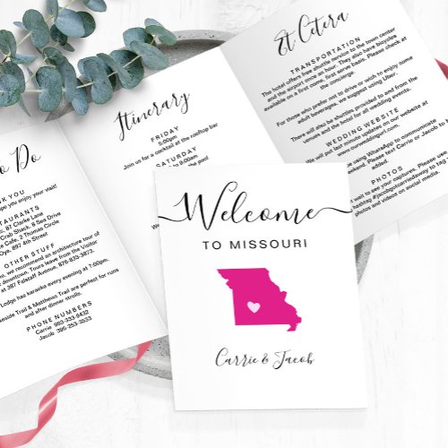 Any Color Missouri Map Wedding Welcome Itinerary Tri_Fold Program