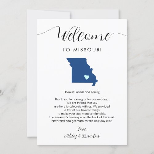 Any Color Missouri Wedding Welcome Itinerary