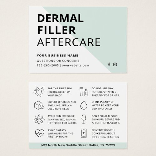 Any Color Modern Dermal Filler Aftercare Card 