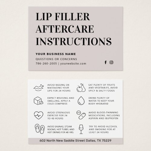 Any Color Modern Lip Filler Botox Aftercare Card