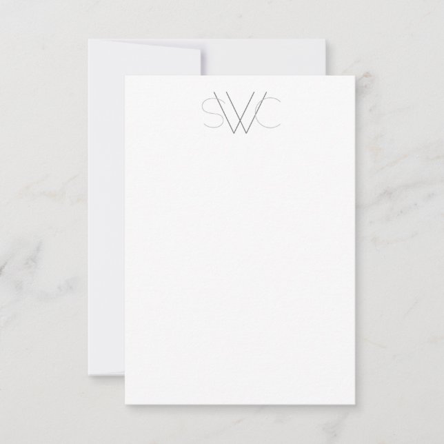 Any Color - Modern Monogram Note Cards (Front)