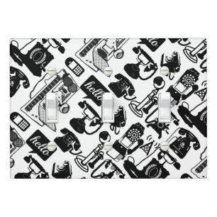 Any Color Modern Stylized Retro Telephone Pattern Light Switch Cover