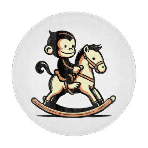 Any Color Monkey On Rocking Horse Cutting Board