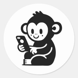 Any Color Monkey Phone Classic Round Sticker