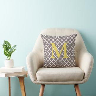 Any Color Monogram Moroccan Tile Pattern Pillow