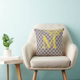 Any Color Monogram Moroccan Tile Pattern Throw Pillow