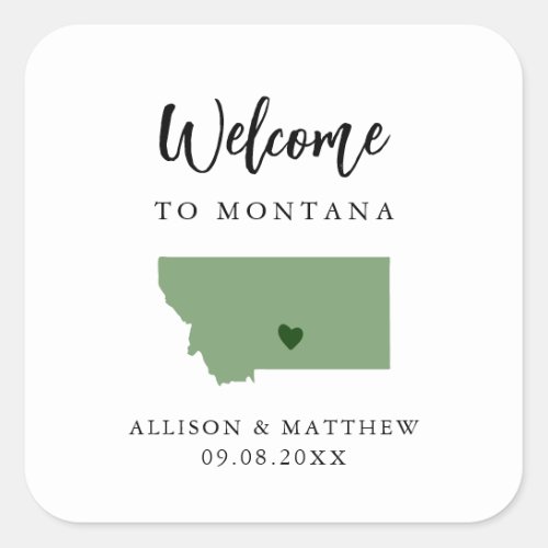 Any Color Montana Wedding Welcome Bag or Box Square Sticker