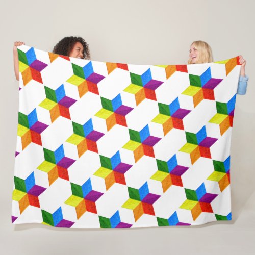 Any Color Multi Colored Star of David Pattern Fleece Blanket