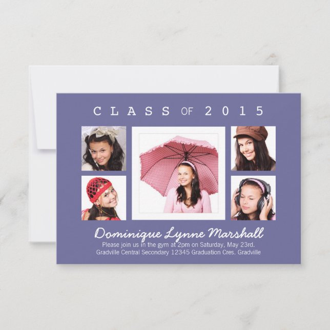 Any Color Multi Photo Graduation Invitation (Front)