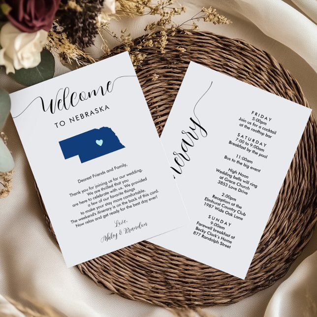 Any Color Nebraska Wedding Welcome Itinerary (Creator Uploaded)