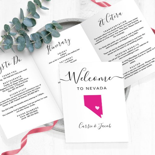 Any Color Nevada Map Wedding Welcome Itinerary Tri_Fold Program