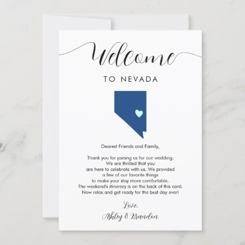 Any Color Nevada Wedding Welcome Itinerary